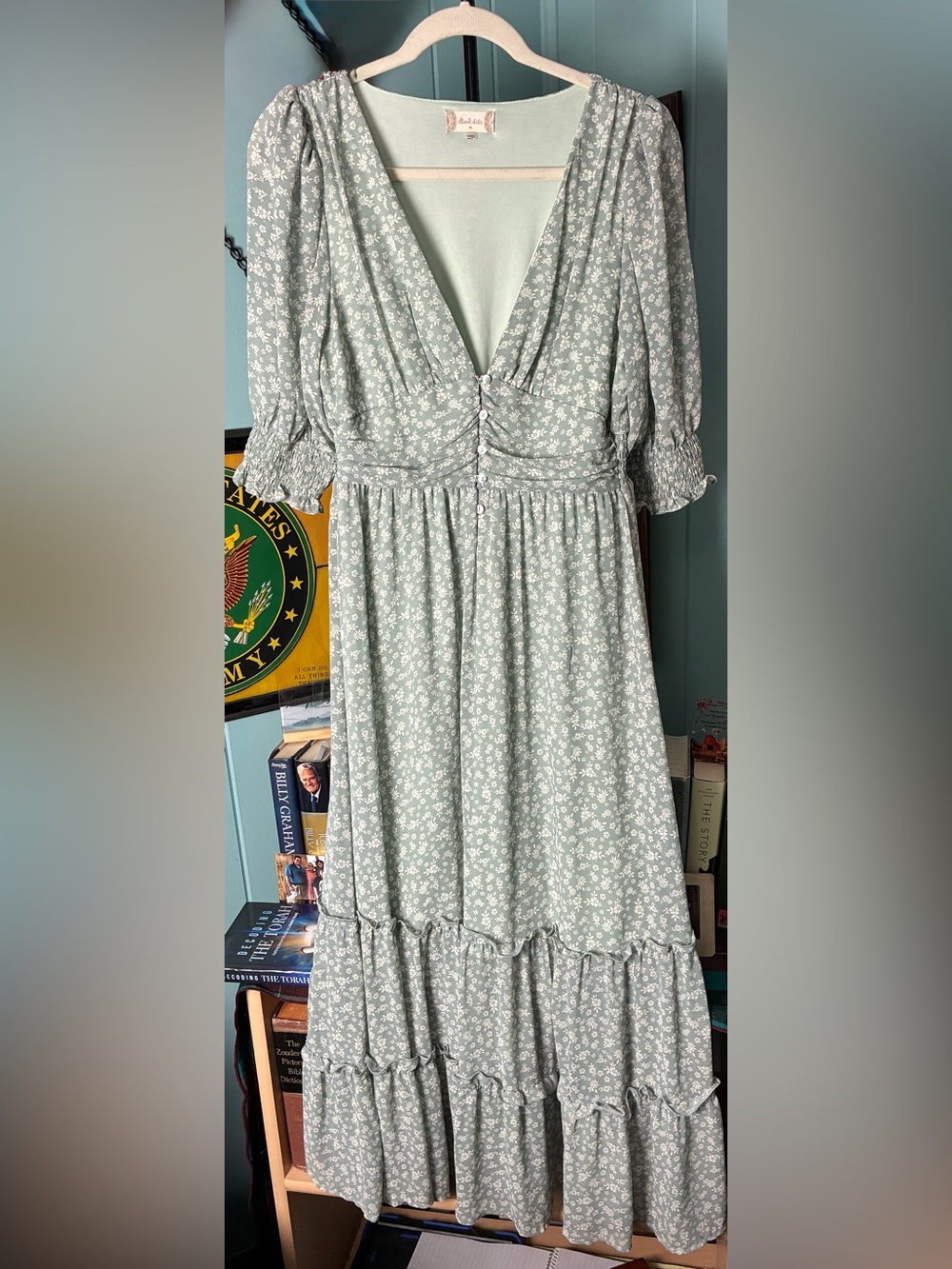 Altar'd State Sage Green Floral Maxi Dress